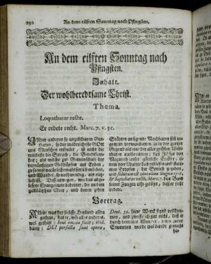An den eilften Sonntag nach Pfingsten. Inhalt. Der wohlberedtsame Christ
