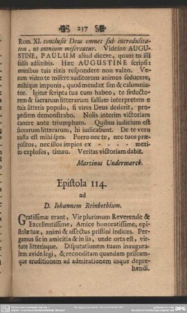 Epistola 114. ad D. Iohannem Reinbothium