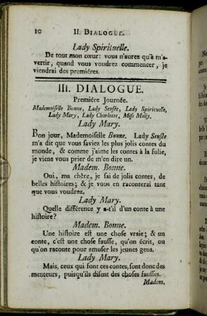 III. Dialogue. Premiére Journée.