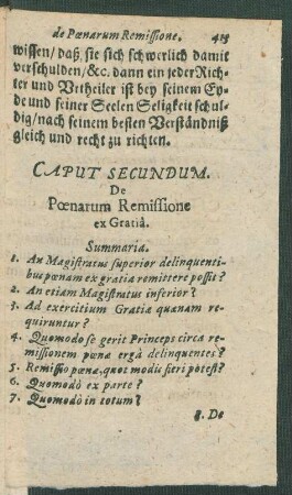 Caput Secundum. De Poenarum Remissione ex Gratia.