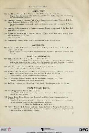 Kolorierte schweizer Stiche; Aquarelle, Handzeichnungen, Umriss-Radierungen und Lithographien [Fortsetzung] (Nr. 751-811)