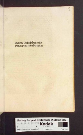 Aeneae Siluij Senensis praecepta artis rhetoricae