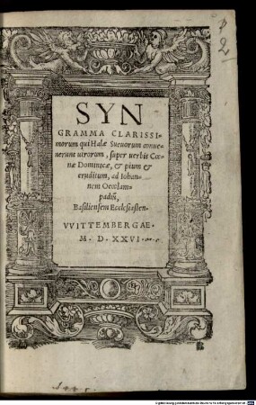 Syngramma clarissimorum qui Halae Suevorum convenerunt virorum, super verbis coenae dominicae