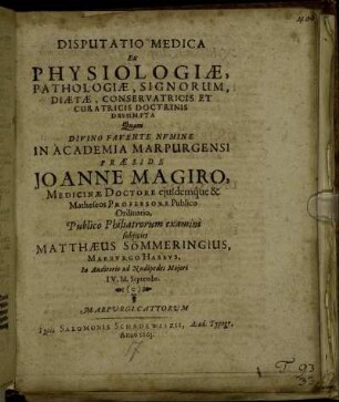 Disputatio Medica Ex Physiologiae, Pathologiae, Signorum, Diaetae, Conservatricis Et Curatricis Doctrinis Desumpta