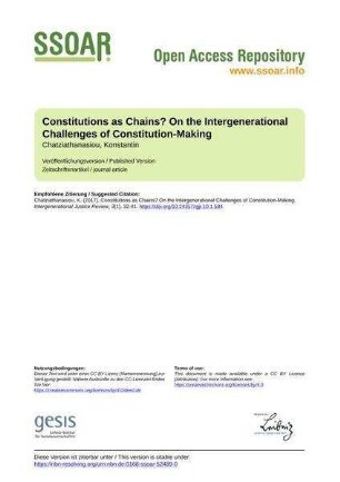 Constitutions as Chains? On the Intergenerational Challenges of Constitution-Making