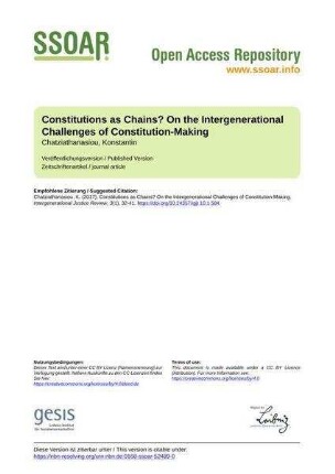 Constitutions as Chains? On the Intergenerational Challenges of Constitution-Making