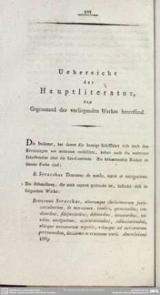Uebersicht der Hauptliteratur, den Gegenstand des vorliegenden Werkes betreffend