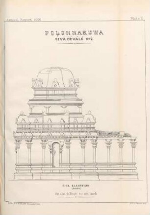 Plate X. Polonnaruwa. Siva Déválé No 2. Side elevation (South)