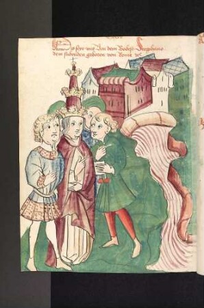 Ein Bote überbringt Papst Stephan VII. die Kunde von der blutigen Quelle bei Genf (Janua)