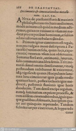 De cimentis et cimentationibus metallorum. Cap. XX.