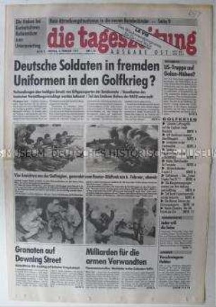 Fragment der Ost-Ausgabe der "tageszeitung" überwiegend zum Krieg im Irak
