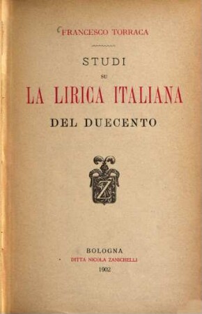 Studi su la lirica Italiana del Duecento