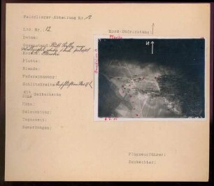 Foto einer russischen Stellung am Waldzipfel etwa ein Kilometer südöstlich von Plewki (Luftbild)