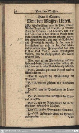 Das II. Capitel. Von den Wasser-Uhren