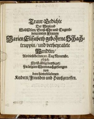 Traur-Gedichte [...]