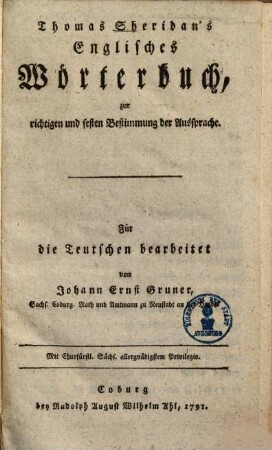 Englisches Wörterbuch zur richtigen und festen Bestimmung der Aussprache