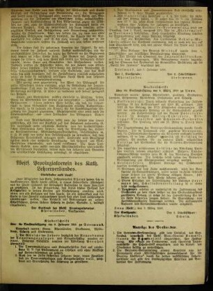 Westf. Provinzialverein des Kath. Lehrerverbandes : Stadtkinder aufs Land! ; Niederschrift über die Vorstandssitzung am 9. Februar 1918 zu Dortmund ; Niederschrift über die Vorstandssitzung am 9. März 1918 zu Unna ; Anträge des Vorstandes