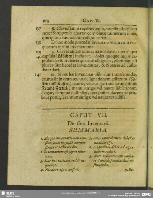 Caput VII. De sine Inventarii
