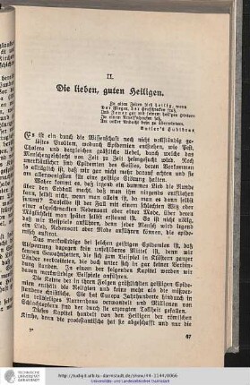 II. Die lieben, guten Heiligen