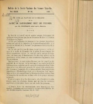 Bulletin de la Société Vaudoise des Sciences Naturelles. 23, 23 = No. 96 - 97. 1888