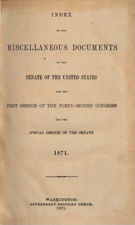 Senate documents. [266,n.] 1871 = Congress 42, Sess. 1
