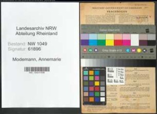 Entnazifizierung Annemarie Modemann , geb. 15.02.1911 (Assessorin)
