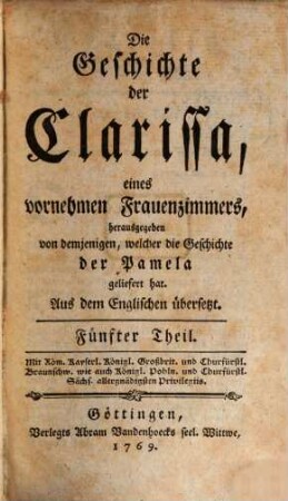 Die Geschichte der Clarissa, eines vornehmen Frauenzimmers, 5