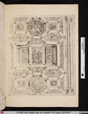 Perspektivische Deckendekoration mit mythologischen Themen und Grotesken.