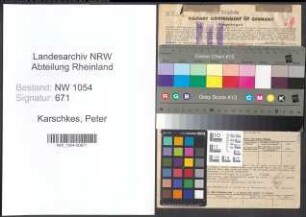 Entnazifizierung Peter Karschkes , geb. 27.01.1891 (Bahnsekretaer)