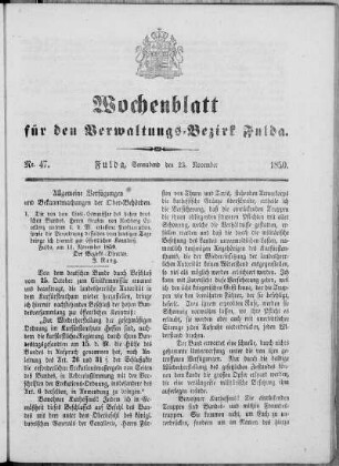 Nr. 47, Ausgabe vom 23. November 1850
