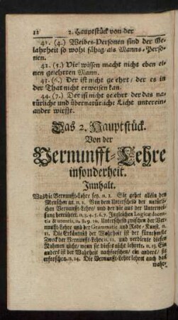 Das 2. Hauptstück. Von der Vernunfft-Lehre insonderheit.