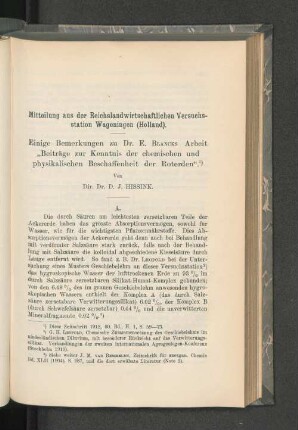 Einige Bermerkungen zu Dr. E. Blancks Arbeit "Beiträge zur Kenntnis der chemischen und physikalischen Beschaffenheit der Roterden".