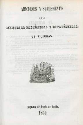 [Entrega 17]: Memorias históricas y estadísticas de Filipinas y particularmente de la grande isla de Luzon