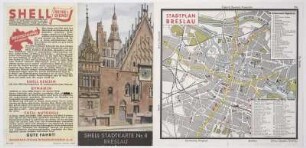 Plan von Breslau, 1:20 000, Mehrfarbendruck, um 1935 : Stadtplan Breslau. - [Ca. 1:20 000]. - [Berlin] : Rhenania-Ossag , [ca. 1935]. - 1 Plan : Mehrfarbendr. ; 20 x 19 cm. - (Shell Stadtkarte ; 8). Mit farb. Ill. und Texten auf d. Rücks.