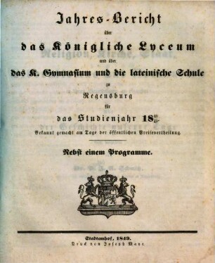 Jahres-Bericht. 1848/49 (1849)
