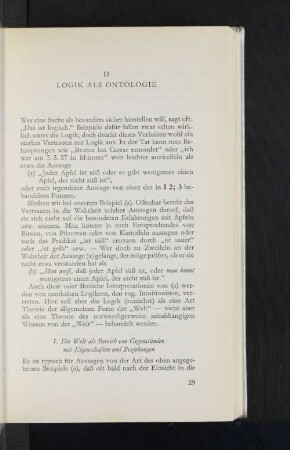 II. Logik als Ontologie