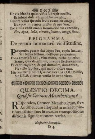 Quæstio Decima. Quid sit Carmen Metatheticum?