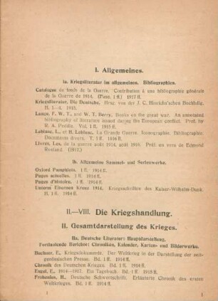 II. - VIII. Die Kriegshandlung