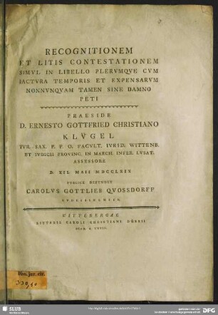 Recognitionem Et Litis Contestationem Simul In Libello Plerumque Cum Iactura Temporis Et Expensarum Nonnunquam Tamen Sine Damno Peti
