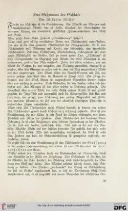 Das Geheimnis des Schlafs