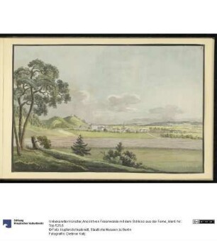 Ansicht von Freienwalde mit dem Schloss aus der Ferne