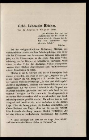Gebh. Leberecht Blücher.