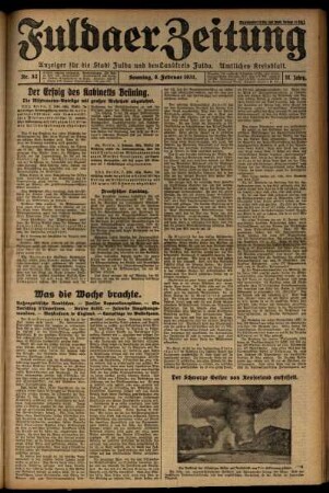 Erste Ausgabe vom Sonntag, den 08. Februar 1931.