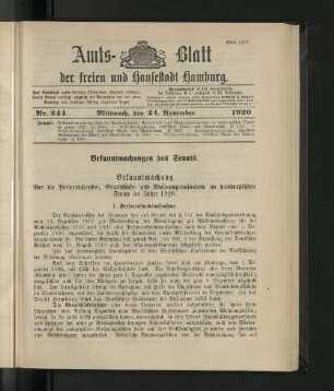 No. 244, 24. November 1920