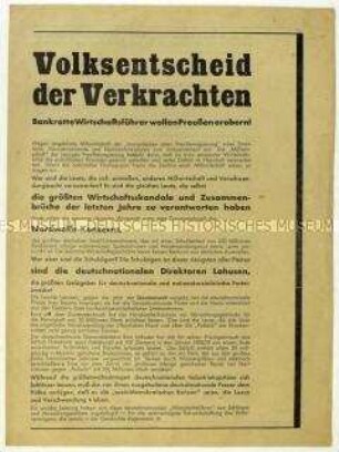 Aufruf der SPD zum Boykott des Volksentscheids zur Auflösung des preußischen Landtags 1931