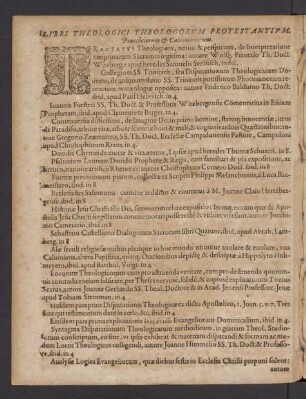 Libri Theologici Theologorum Protestantium, Pontificiorum & Calvinianorum.