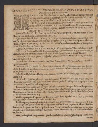 Libri Theologici Theologorum Protestantium, Pontificiorum & Calvinianorum.