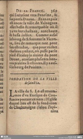 Fondation De La Ville de sainct Lo.