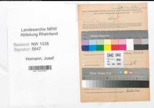 Entnazifizierung Josef Homann , geb. 18.09.1909 (Angestellter)