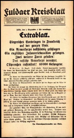 Ausgabe vom Dienstag, den 01. September 1914.